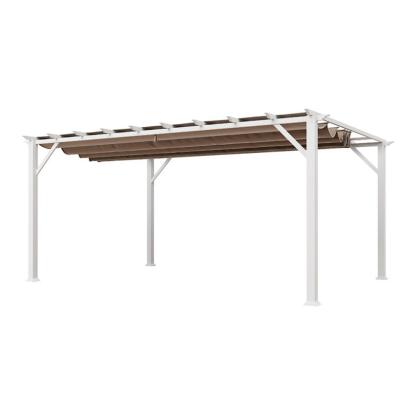 Paragon Outdoor Florenz 1116 pergola, aluminium, hvid, brunt tekstil, 236 x 505 x 350 cm