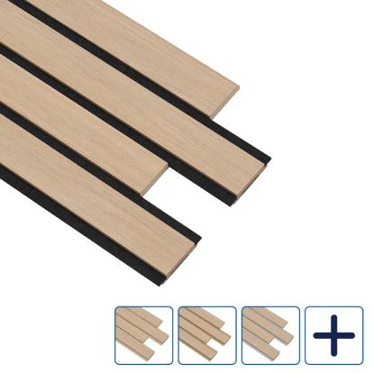 I-Wood Pro+ I-Lock 4-lamel akustikpanel, ubehandlet natur, lys kerne, egefiner, 16 x 300 x 2400 mm