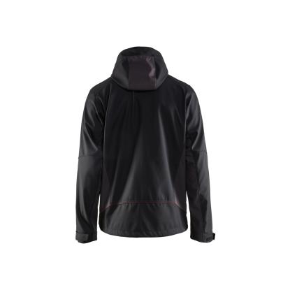 Blåkläder 4753 softshell jakke med hætte, sort/rød