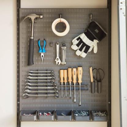 Garage+ opbevaringstavle, kroge og boks sæt