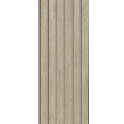 I-Wood Medio+ Original akustikpanel, ubehandlet natur, grå filt og sort kerne, egefiner, 17 x 300 mm