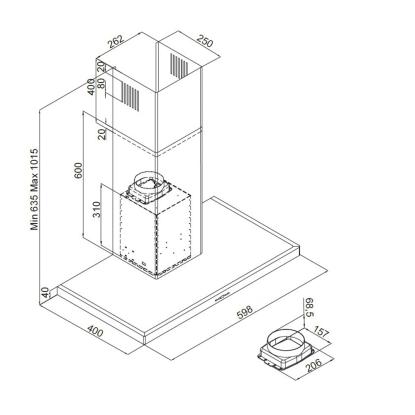 Silverline SL3120 Beta væghængt emhætte, sort, 60 cm
