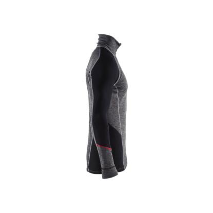 Blåkläder 4699 undertrøje merinould half zip xwarm, mellemgrå/sort