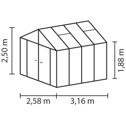 Vitavia Poseidon 8100 drivhus, sort, 8,1 m², 3 mm hærdet glas + 10 mm polytag