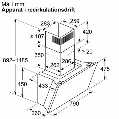 Bosch DWK81AN60 væghængt emhætte, sort, 80 cm