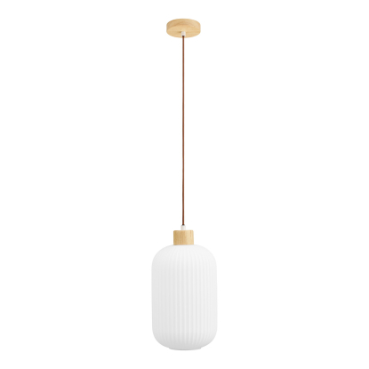 Argalo pendel i glas/træ, Ø20 cm, E27, hvid