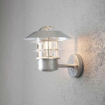 Konstsmide Modena væglampe up, IP44, Ø22 x 24 cm, galvaniseret