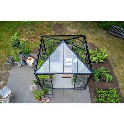 Halls Qube Square pavillondrivhus 6,3 m², sort, 3 mm hærdet glas
