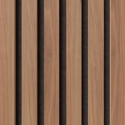 FOG & VENØ Fjordwall akustikpanel, valnød, brun MDF, sort filt, 600 x 2400 x 19 mm