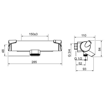 Oras Optima kar-/brusearmatur, 1/2" afgang, krom