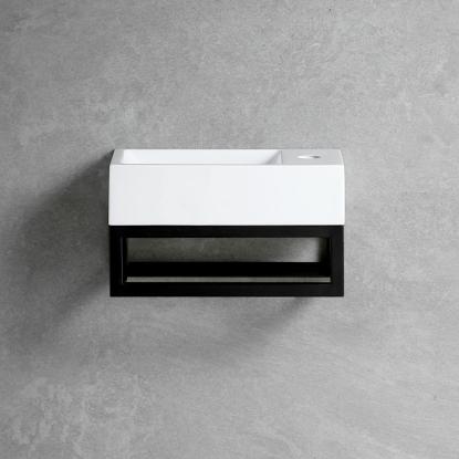 Best Design R-Line Nero vendbar håndvask, 36 x 18 cm, mat sort
