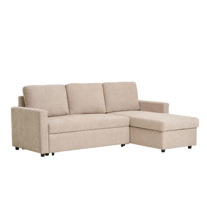 Belfast chaiselong sovesofa med opbevaring, mørk sand, natur ben