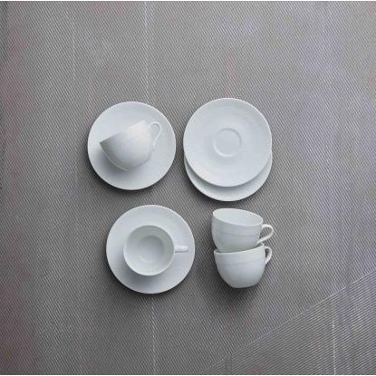 aida Relief kaffekop med underkop, 20 cl, porcelæn, hvid - 4 stk.