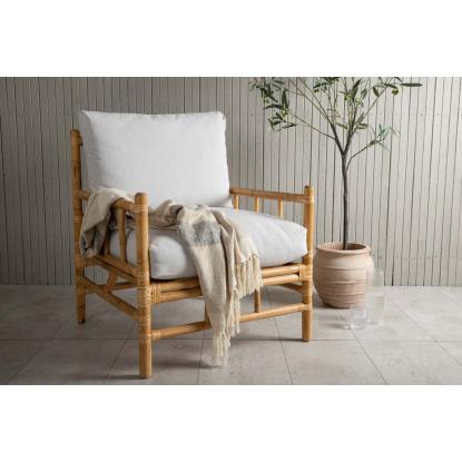 Venture Design Cane lænestol med armlæn, lysegrå/natur