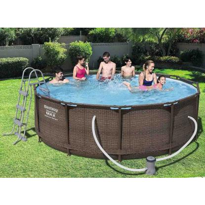 Bestway Steel Pro pool sæt med filterpumpe, rattan-look, Ø366 x 100 cm