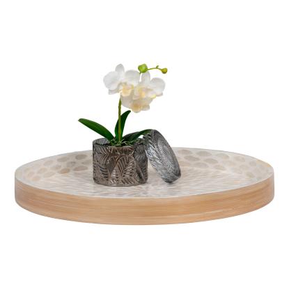 Bakke, bambus/capiz, beige, 40x40x3,5 cm