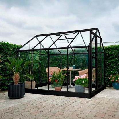 Halls Popular 86 drivhus 5 m², sort, 3 mm hærdet glas