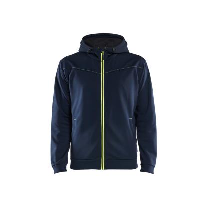 Blåkläder 3363 hættetrøje full zip, mørk marineblå/hi-vis gul