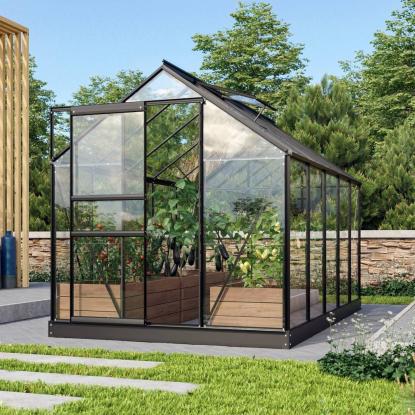 Vitavia Venus 6200 drivhus, sort, 6,2 m², 3 mm glas, inkl. sokkel