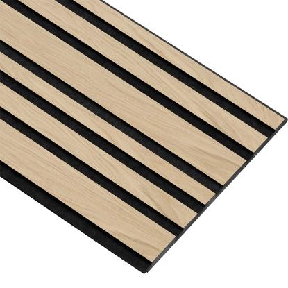 I-Wood Basic Mixed akustikpanel, hvid olieret, sort filt og sort kerne, egefiner, 17 x 300 mm 