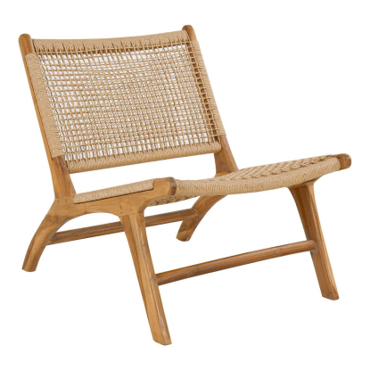 Derby loungestol og skammel, teak/polyrattan