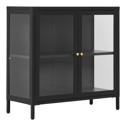 Dalby skab med 2 glaslåger, stål, 80 x 35 x 80 cm, sort