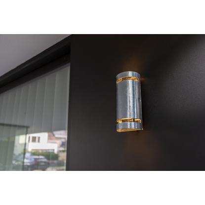 LUTEC RAN udendørs væglampe, H25,4 cm, GU10, IP54, galvaniseret stål