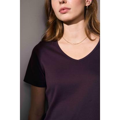 ID 0506 Interlock T-shirt med v-hals, dame, mørk bordeaux