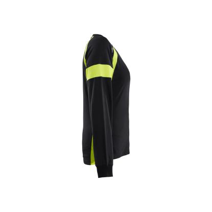 Blåkläder 3521 dame t-shirt lang ærme, sort/hi-vis gul