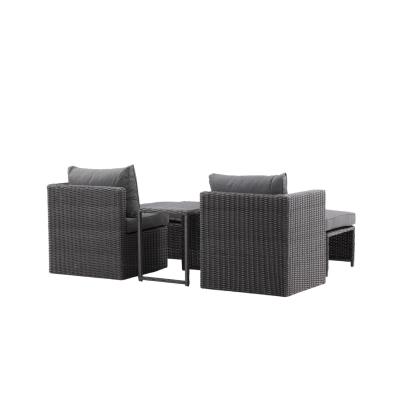 Venture Design Quad loungesæt med 2 stole og fodskamler, sort