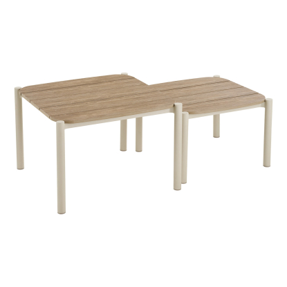 Abela loungesæt med hynder, aluminium/nonwood, sand/natur