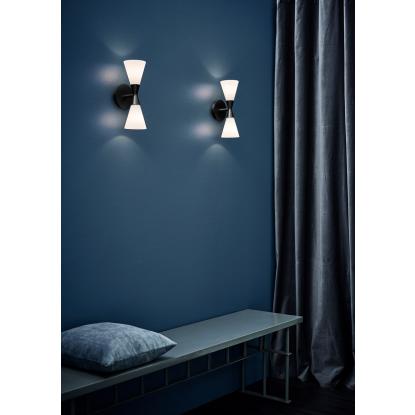 Herstal Harlekin duo væglampe, E14, mat sort