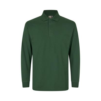 ID PRO Wear 0336 poloshirt med lange ærmer og trykknap, flaskegrøn