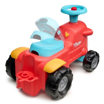 FALK Maurice gå-traktor med rat, horn og ergonomisk ganghjælp, rød