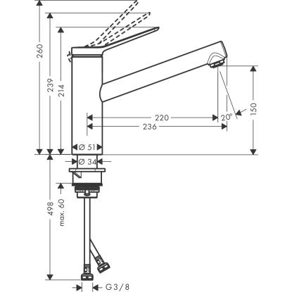 hansgrohe Zesis M33 CoolStart 150 EcoSmart køkkenarmatur, 1-jet, krom
