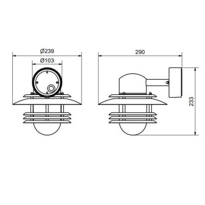 Belid Mira væglampe, Ø23,9 cm, E27, IP23, sort struktur