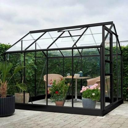 Halls Popular drivhus 5,0 m², sort, 3 mm glas