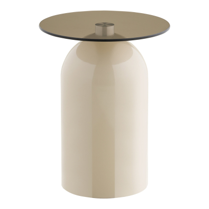 Ravello hjørnebord, beige/røget glas, Ø40 cm
