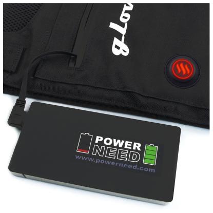 Glovii universalvest med varme, GV1U, kompatibel med enhver 2A powerbank, sort