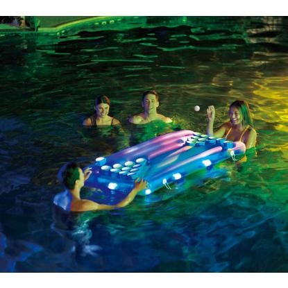 Summer Waves Aqua Glow beer pong luftmadras med lys, 19 x 84 x 160 cm