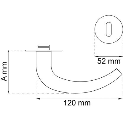 Habo A13181-16 dørgreb inkl. nøgleskilt, Ø16 mm, børstet rustfrit stål