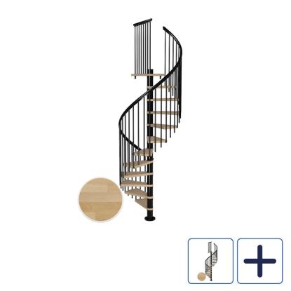 DOLLE Montreal CLASSIC 4 spindeltrappe, Ø120 cm, sort/olieret bøg