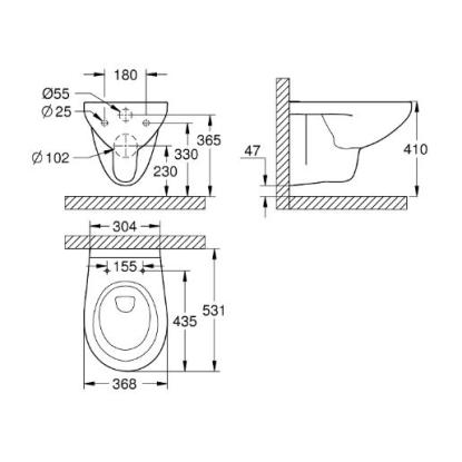 GROHE Bau ceramic rimless væghængt toilet