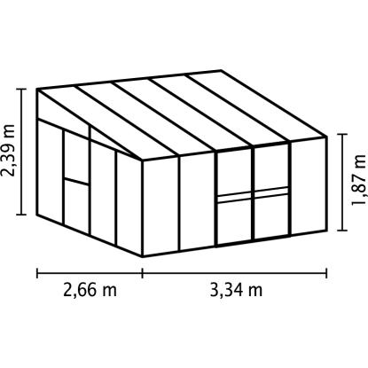 Vitavia Helena 2 8600 vægdrivhus, sort, 8,6 m², 3 mm hærdet glas + 10 mm polytag
