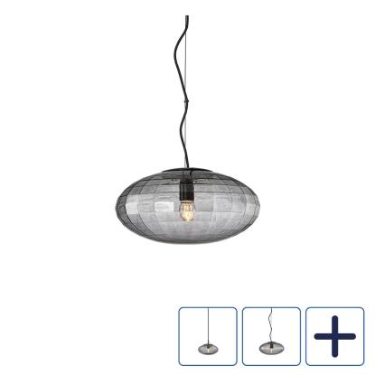 Halo Design Mesh pendel med stofledning, smoke