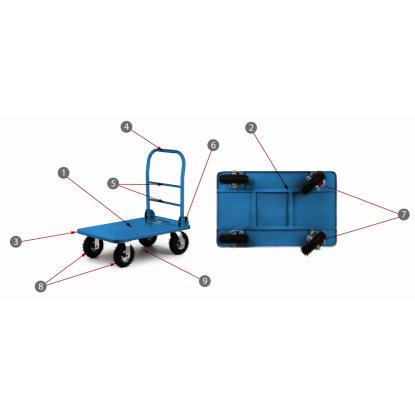Transportvogn, blå, stål, maks. 500 kg