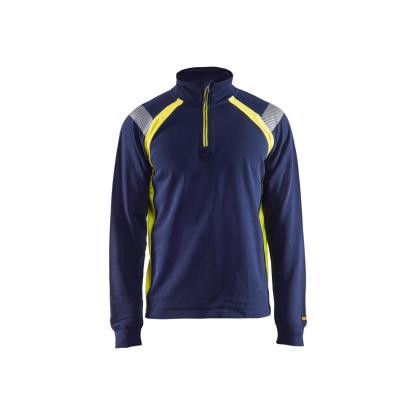 Blåkläder 3432 sweatshirt half zip, marineblå/hi-vis gul