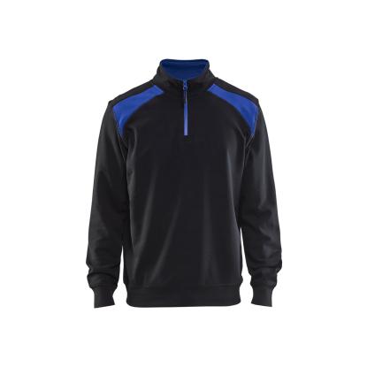 Blåkläder 3353 sweatshirt half zip, sort/koboltblå