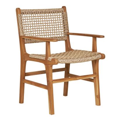 Derby spisebordsstol med armlæn, teak/polyrattan, natur, 57 x 56 x 90 cm