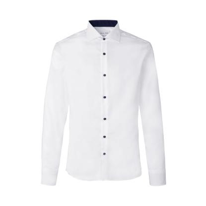 Seven Seas S371 Fine Twill Contrast skjorte, slim, hvid